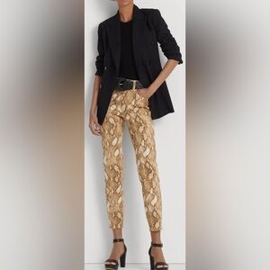 Lauren Ralph Lauren Snake Print High-Rise Skinny Ankle Jean, sz 12